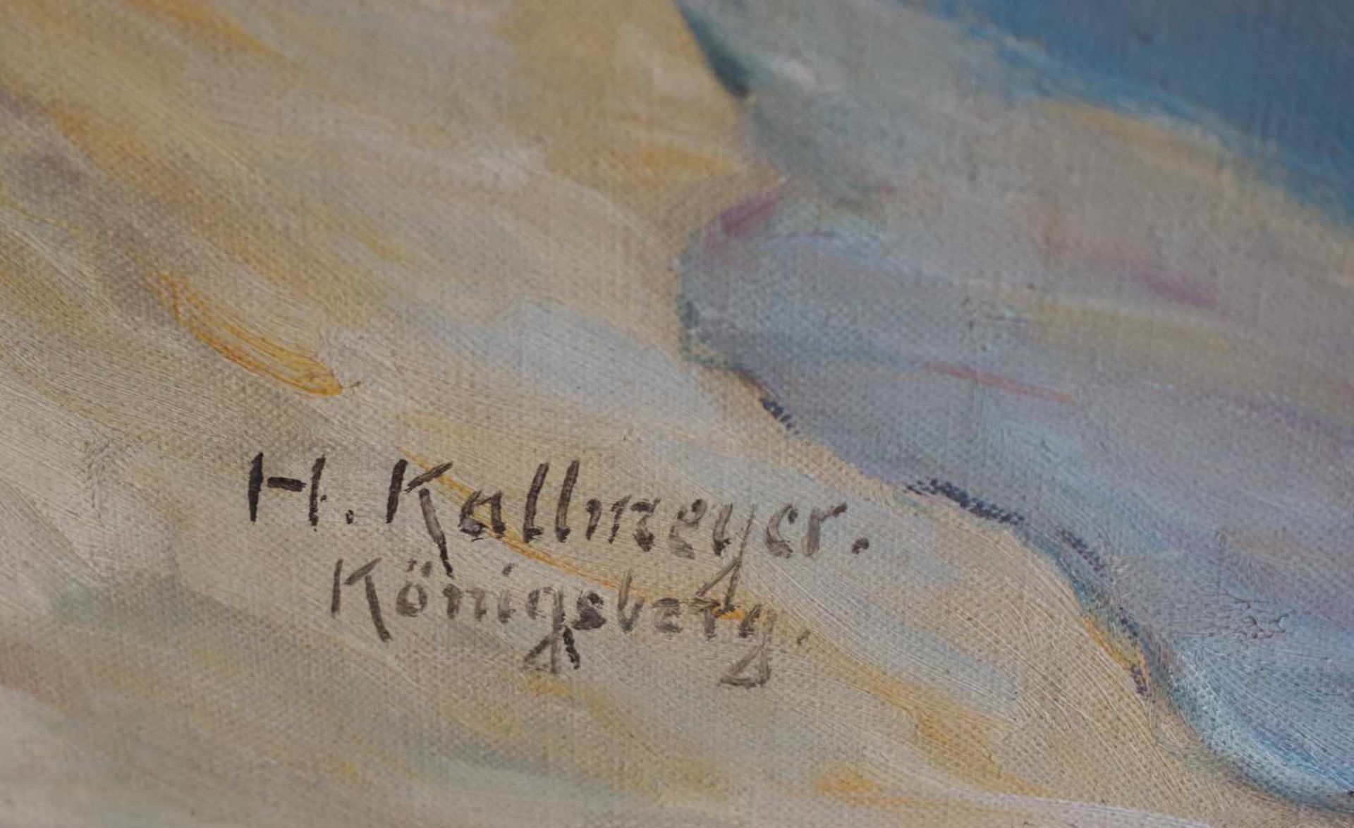Hans Kallmeyer (1882 Erfurt - 1961 Bayreuth) Schiffe im Hafen, Öl auf Leinwand, 90 cm x 70 cm, unten - Bild 3 aus 4