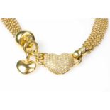 Collier mit Herzanhänger 750 Weißgold, ca. 92 Achtkant-Diamanten, gesamt ca. 1,00 ct, vvs-vs, G/H,