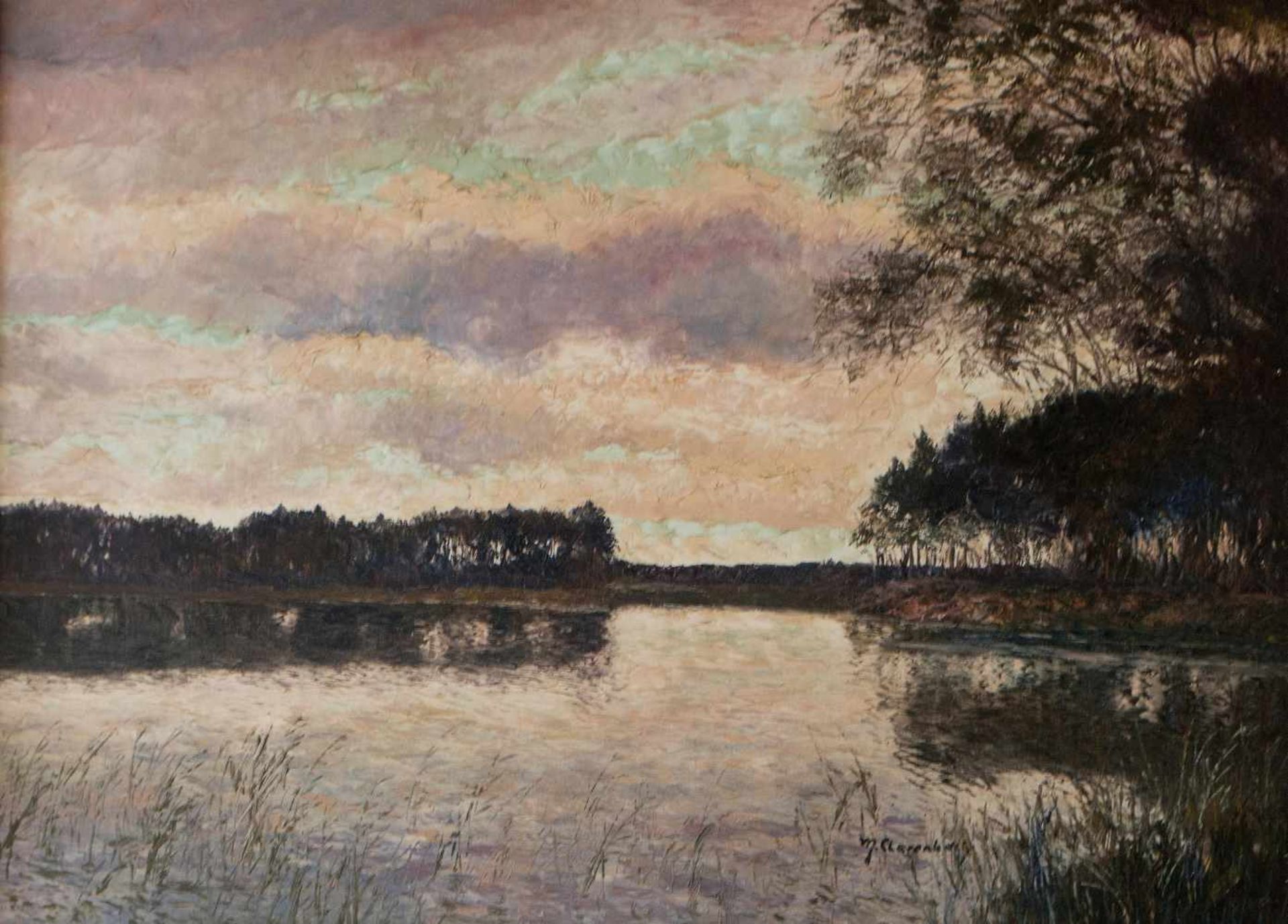 Max Clarenbach (1880 Neuss - 1952 Wittlaer) See bei Montabaur, Öl auf Leinwand, 75 cm x 100 cm,