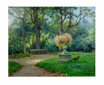 Heinrich Böhmer (1852 Düsseldorf - 1930 ebenda) Im Park, Öl auf Platte, 45 cm x 56,5 cm,