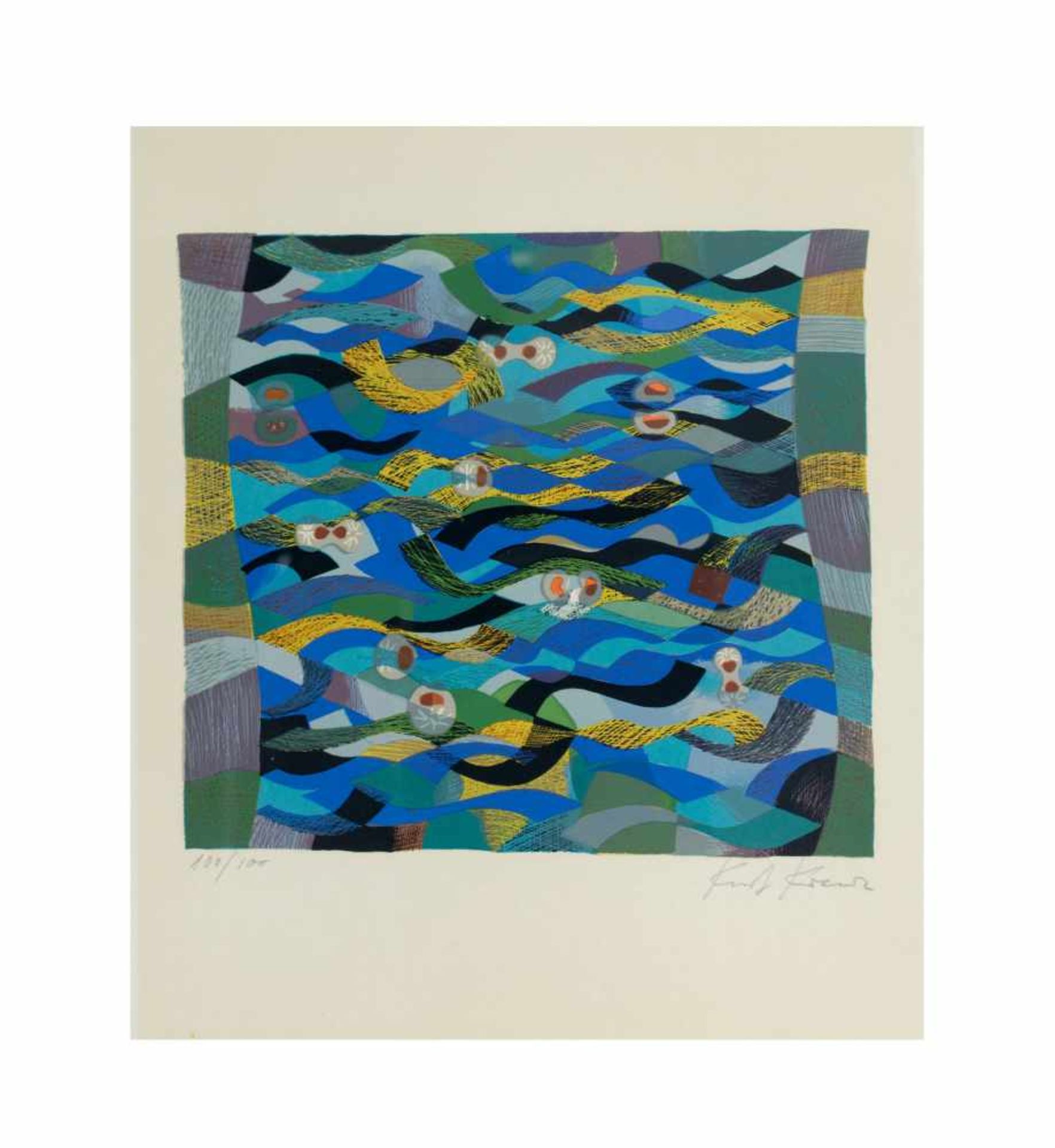 Kurt Kranz (1910 Emmerich - 1997 Wedel)4 Arbeiten, 'Die vier Elemente', Farbserigrafien auf - Bild 2 aus 4