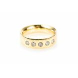 Damenring750 Gelbgold, 5 Brillanten, gesamt ca. 0,15 ct, überwiegend vs, I/J, Ringdurchmesser 16 mm,