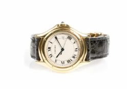 Cartier Panthere Cougar DateQuarz, Gehäuse 750 Gelbgold, Durchmesser 35 mm, Armband Leder,