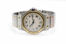 Cartier Santos RondeQuarz, Gehäuse Stahl und Gelbgold, Durchmesser 31 mm, Armband Stahl und