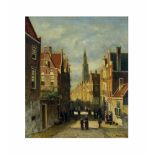 John Frederik Hulk (1829 Amsterdam - 1911 Haarlem)Holländische Stadtansicht, Öl auf Platte, 42 cm