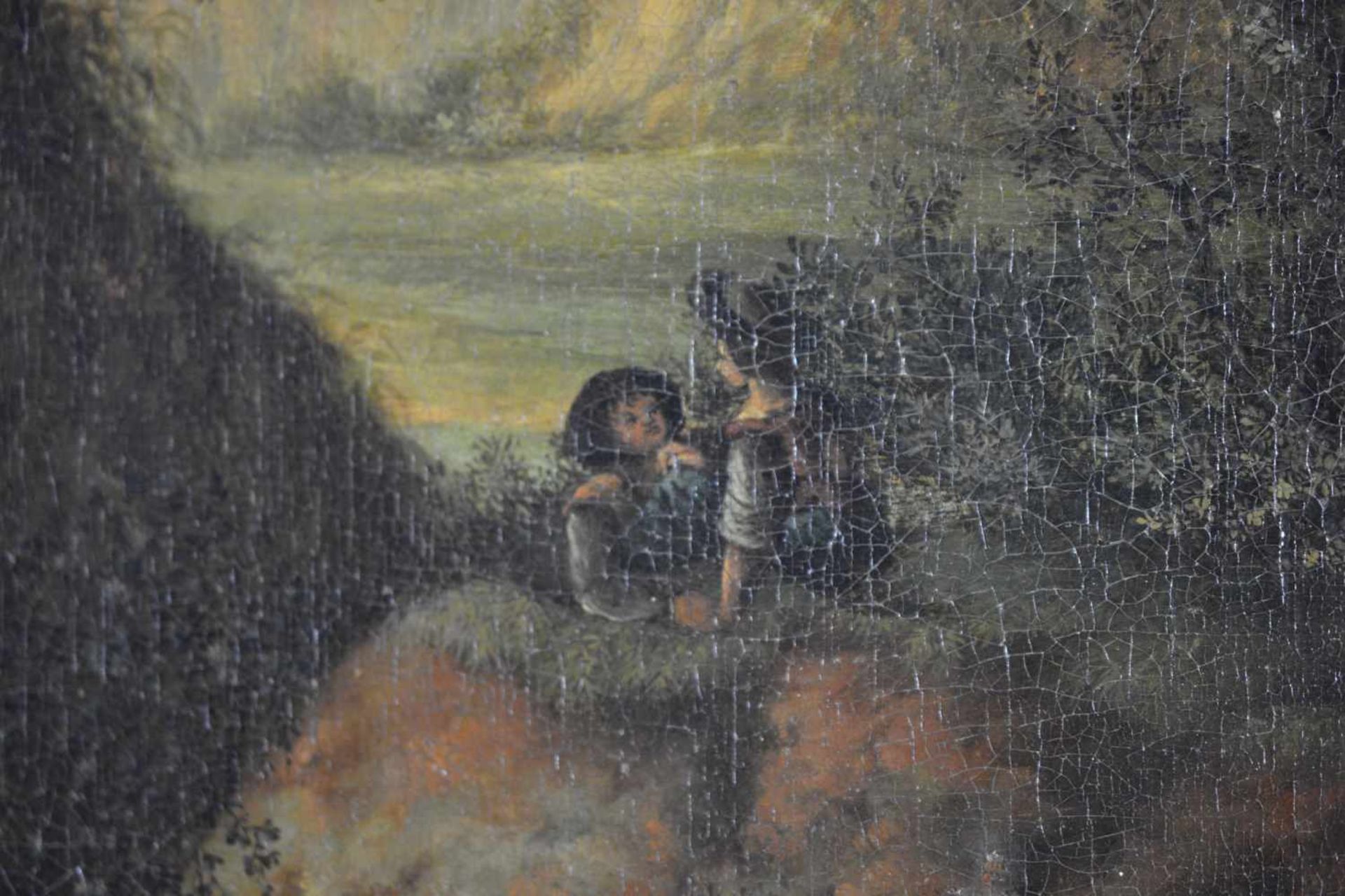 Unbekannter Künstler (19. Jh.)Südliche Berglandschaft, Öl auf Leinwand, doubliert, 65 cm x 76 cm, - Bild 4 aus 5