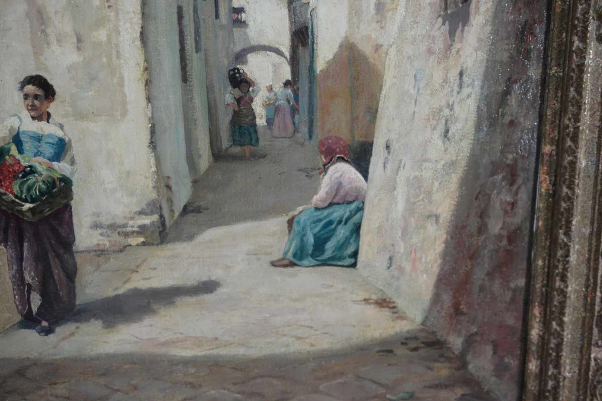Augusto Corelli (1853 Rom - 1918 ebenda)Sonnige Straße auf Capri, Öl auf Leinwand, 80 cm x 60,5 - Bild 6 aus 6