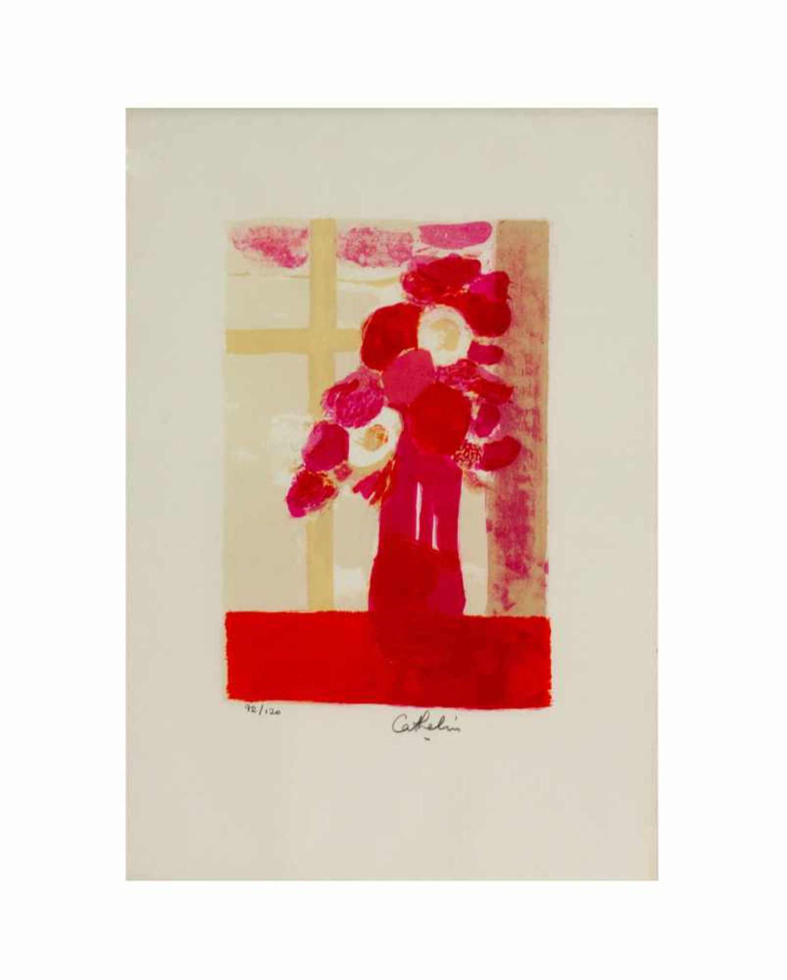 Bernard Cathelin (1919 Paris - 2004 ebenda) (F)Blumenstillleben, Farblithografie auf Bütten, 43,5 cm