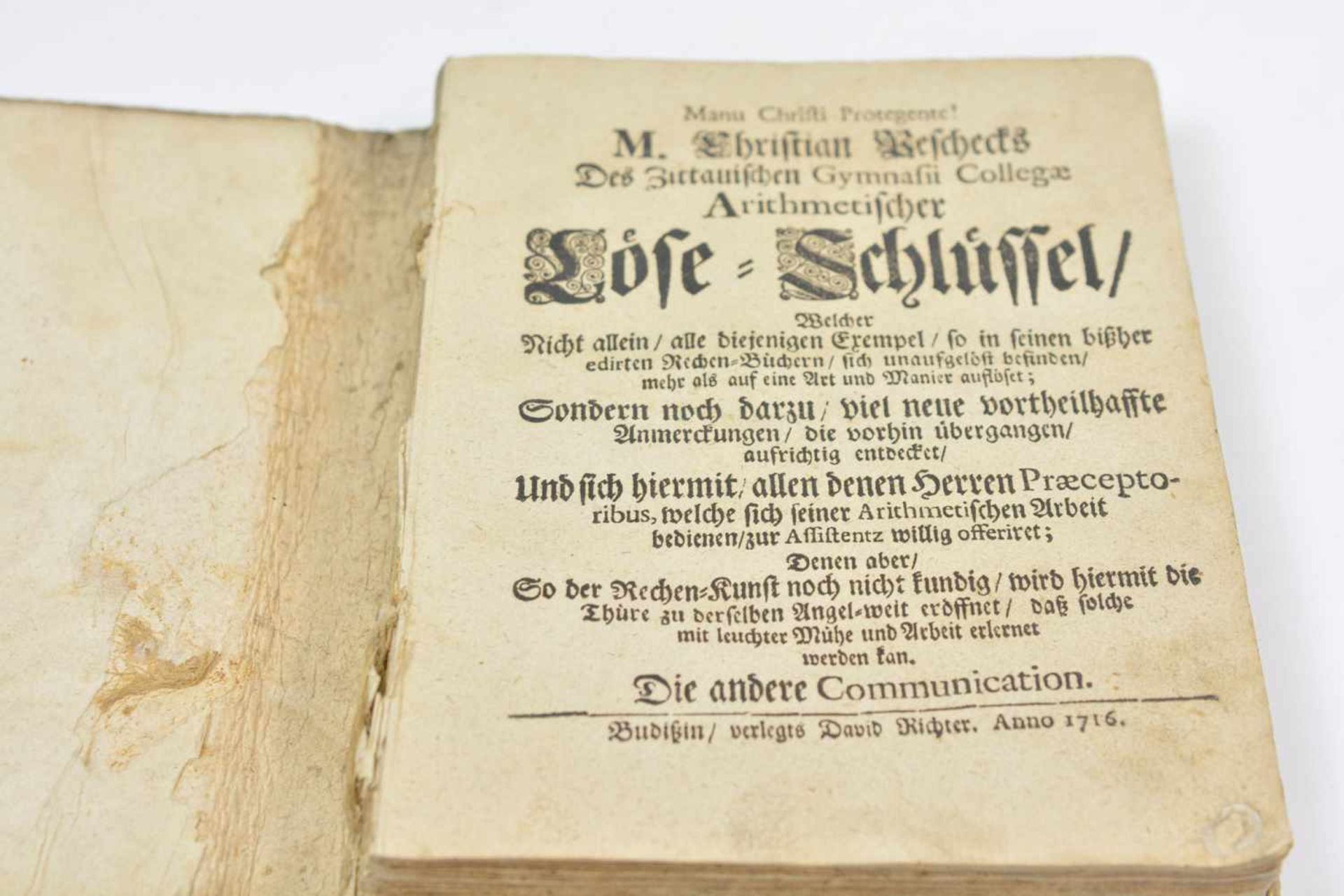 Arithmetischer Lose-SchlüsselChristian Pescheck (1676-1744), 1716, Verlag David Richter, - Bild 2 aus 5