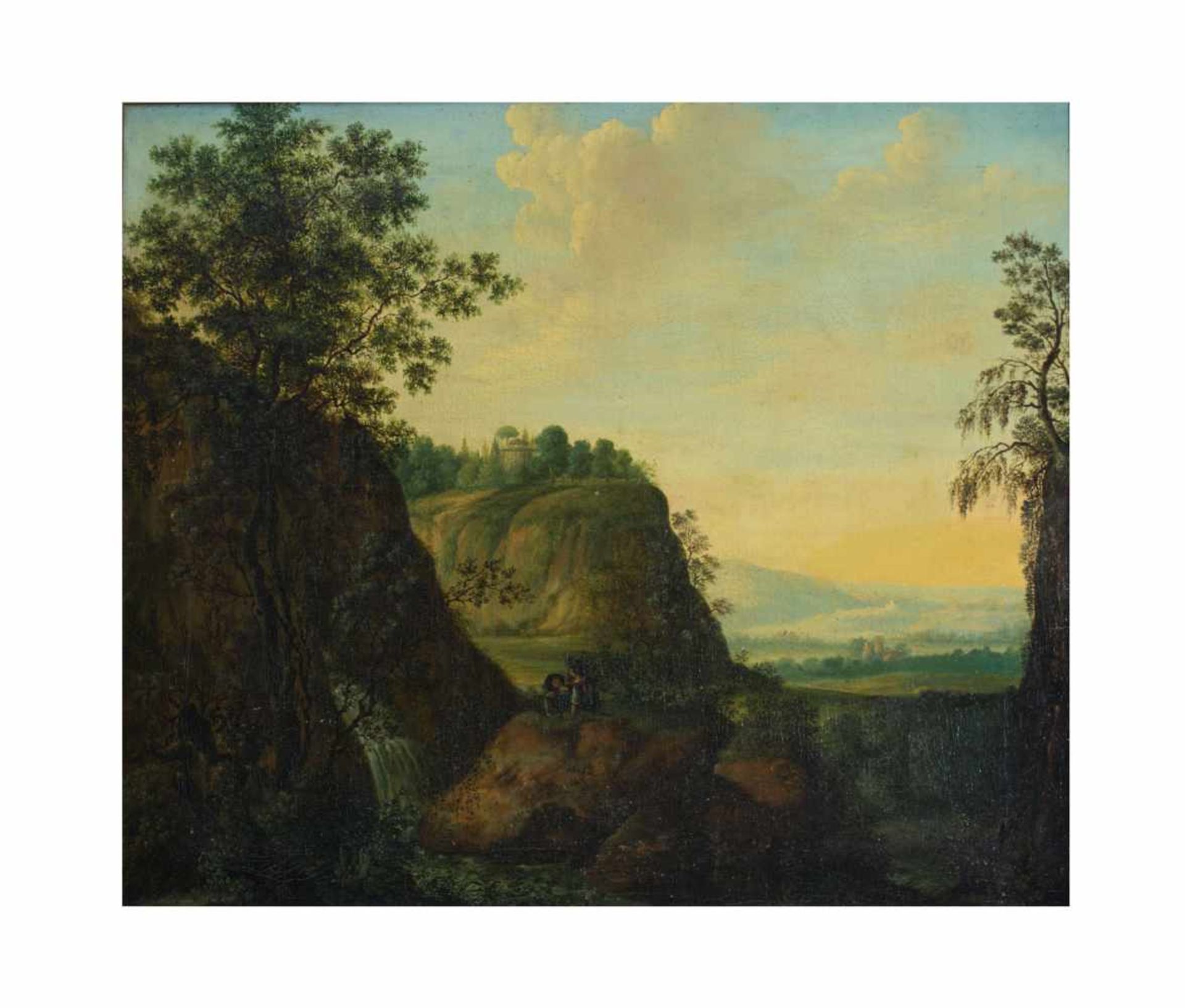 Unbekannter Künstler (19. Jh.)Südliche Berglandschaft, Öl auf Leinwand, doubliert, 65 cm x 76 cm,