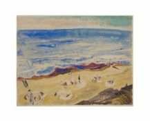 Erich Heckel (1883 Döbeln - 1970 Radolfzell) (F)Sylter Strand, Aquarell auf chamoisfarbenem