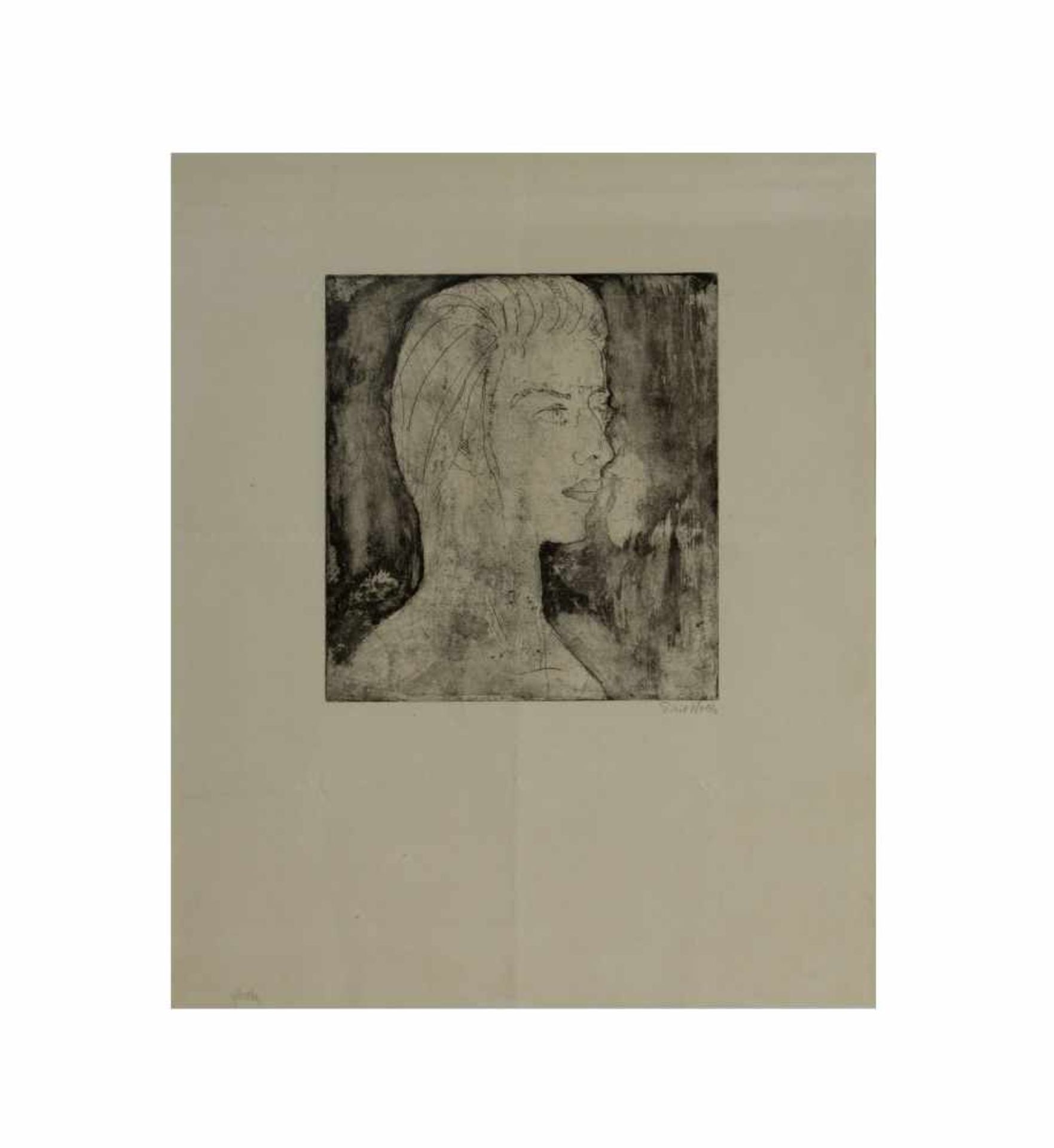 Emil Nolde (1867 Nolde - 1959 Seebüll) (F)Grete (2. Ausführung), Radierung auf Papier, 1922, 49 cm x