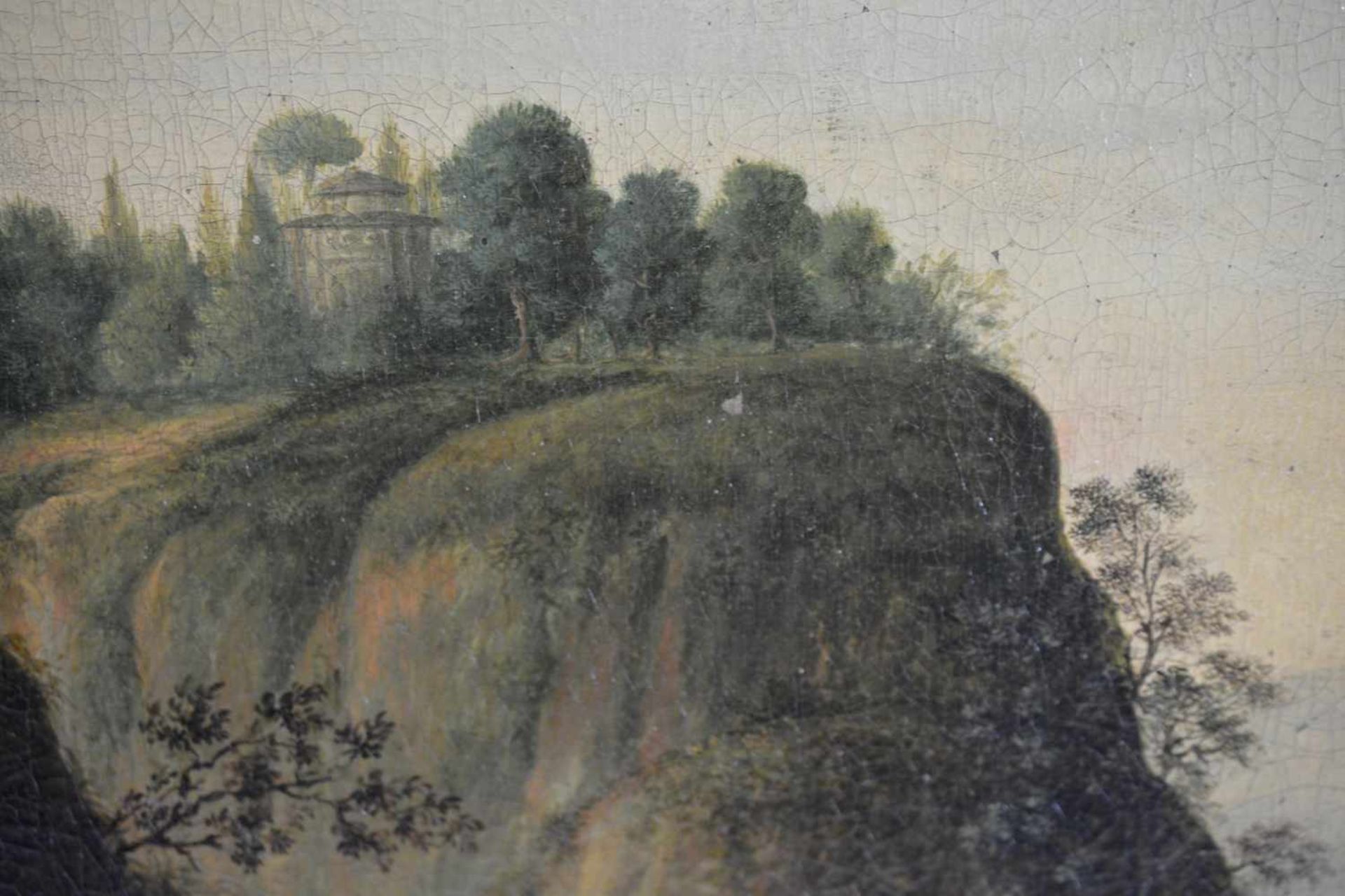 Unbekannter Künstler (19. Jh.)Südliche Berglandschaft, Öl auf Leinwand, doubliert, 65 cm x 76 cm, - Bild 5 aus 5