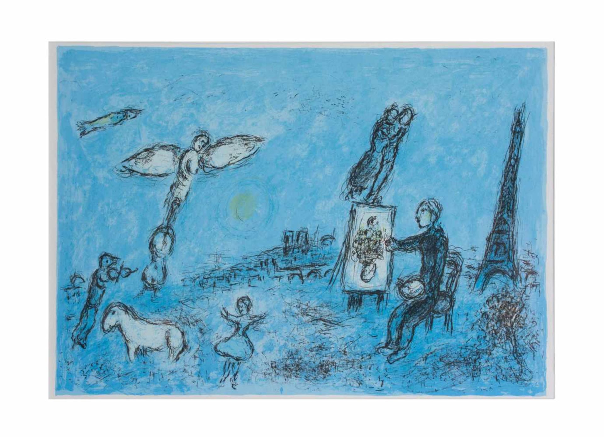 Marc Chagall (1887 Witebsk - 1985 Paul de Vence) (F)Paar Arbeiten, 'Sonne mit rotem Pferd' und '