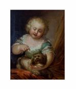 Johann Conrad Seekatz (1719 Grünstadt - 1768 Darmstadt) (attrib.)Kinderporträt mit Hund, Öl auf