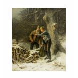 Albert Müller-Lingke (1844 Altenburg - 1930 München)Männer auf der Jagd, Öl auf Leinwand, 62 cm x 53