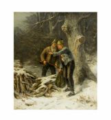 Albert Müller-Lingke (1844 Altenburg - 1930 München)Männer auf der Jagd, Öl auf Leinwand, 62 cm x 53