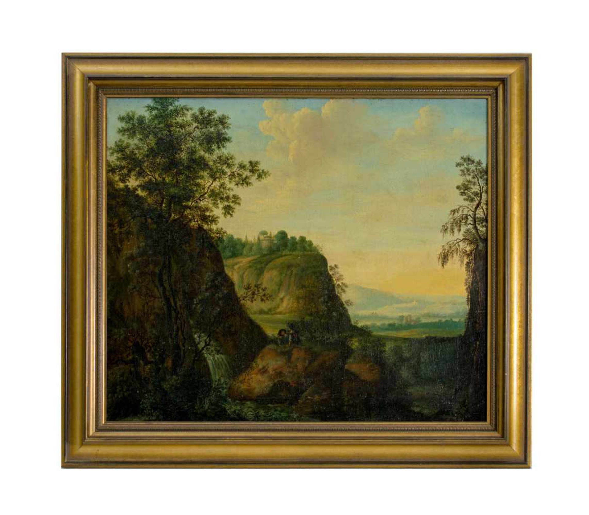 Unbekannter Künstler (19. Jh.)Südliche Berglandschaft, Öl auf Leinwand, doubliert, 65 cm x 76 cm, - Bild 2 aus 5