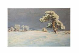 Paul Weimann (1867 Breslau - 1945 Hirschberg/Schlesien)Winterlandschaft, Öl auf Leinwand, 78 cm x