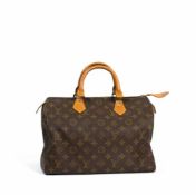 Louis Vuitton 'Speedy 30'Frankreich, vor 1980, Leder mit Monogram Canvas, innen mit geprägtem S.D,