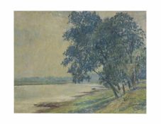 Max Clarenbach (1880 Neuss - 1952 Wittlaer)Landschaft am Niederrhein, Öl auf Leinwand, 60,5 cm x