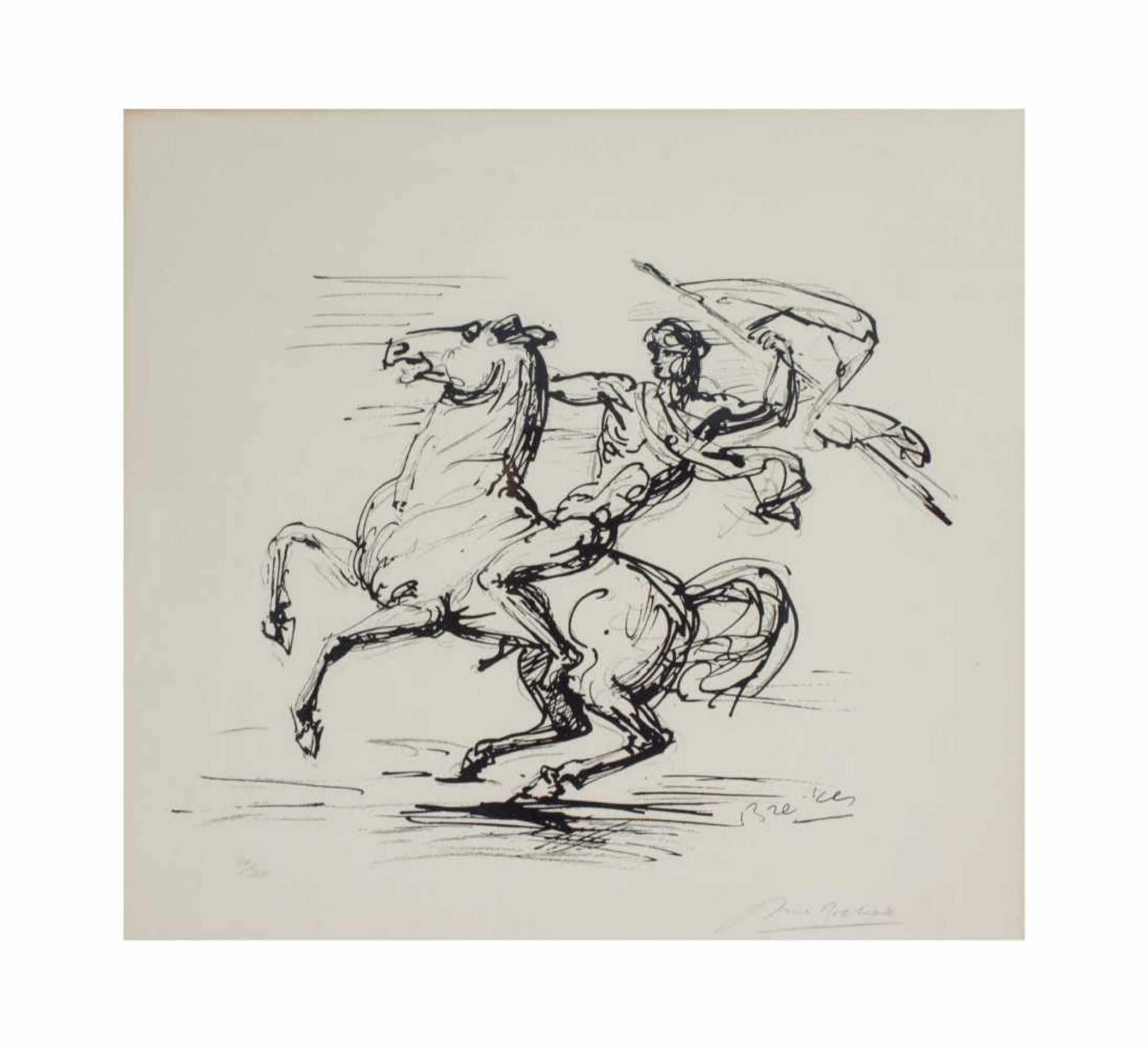 Arno Breker (1900 Elberfeld - 1991 Düsseldorf) (F)Apollo auf dem Pferd, Lithografie auf Papier,