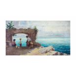 Peter Conrad Schreiber (1816 Fürth - 1894 Nürnberg)3 Jungen beim Fischen auf Capri, Öl auf Leinwand,