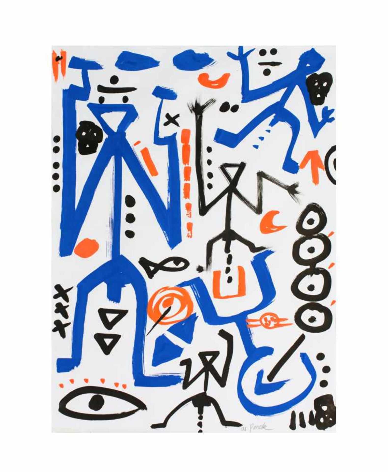 A. R. Penck (1939 Dresden - 2017 Zürich) (F)Ohne Titel, Mischtechnik, Tusche, Papier, 40,1 cm x 29,8