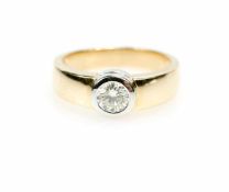 Solitärring585 Gelb- und Weißgold, ein Brillant, ca. 0,5 ct, if, K/L, Ringdurchmesser 19 mm, Gewicht