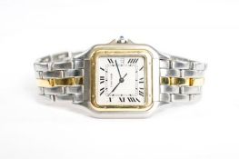 Cartier Modell Panthere DateQuarz, Gehäuse 750 Gelbgold und Edelstahl, Durchmesser 30 mm, Krone