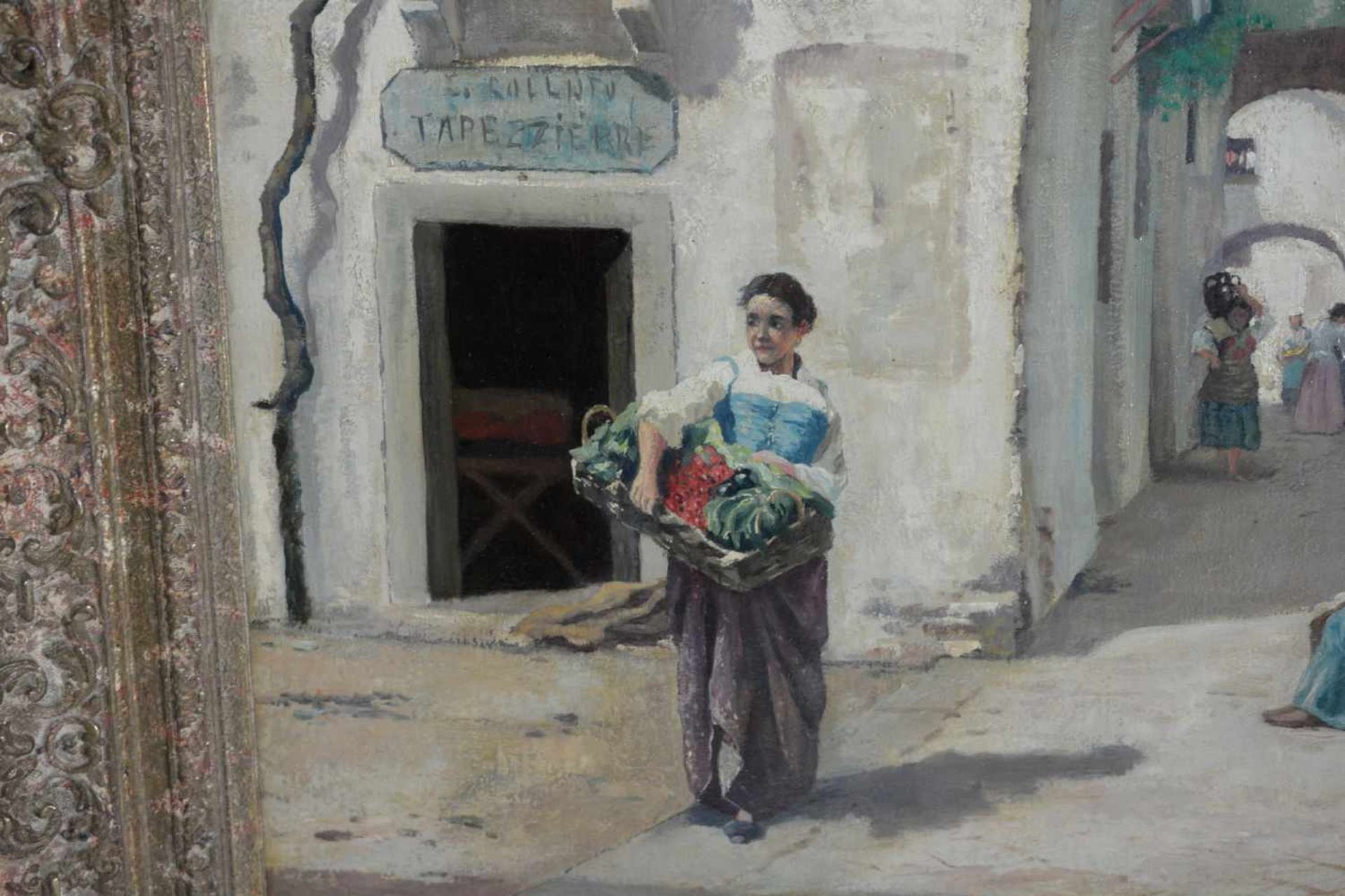Augusto Corelli (1853 Rom - 1918 ebenda)Sonnige Straße auf Capri, Öl auf Leinwand, 80 cm x 60,5 - Bild 5 aus 6