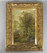 MILLER, J. (englischer Maler des 19. Jh.), Gemälde / painting: "Waldstück mit Bachlauf und