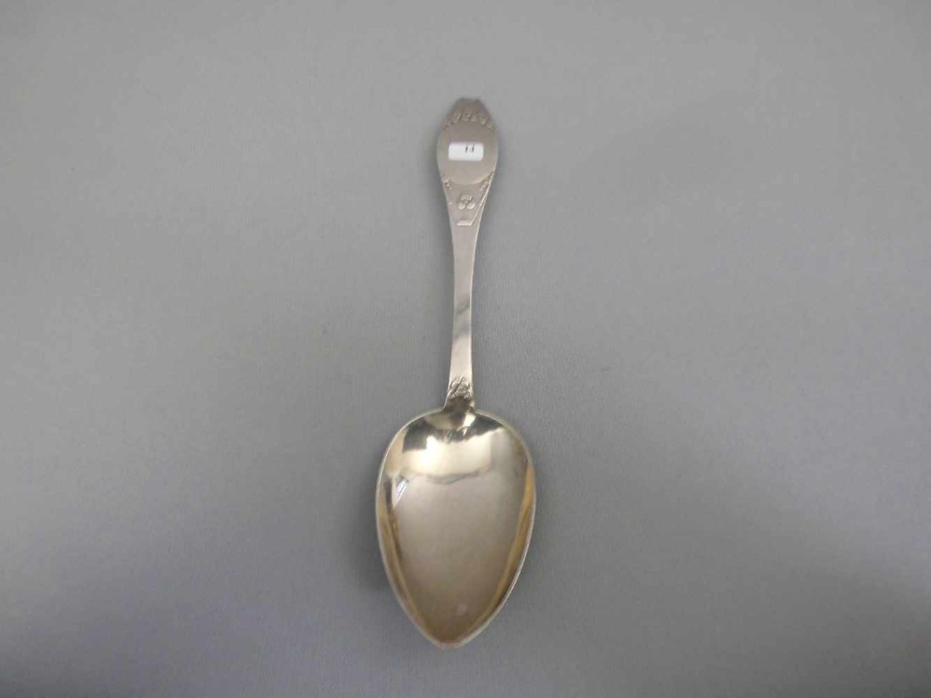 GROSSER VORLEGELÖFFEL / big silver spoon, 826er Silber (97 g), gepunzt mit Dreiturmpunze (Dänemark / - Bild 2 aus 3