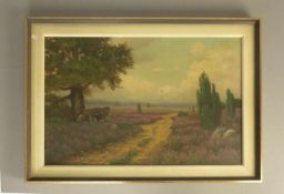 KUHLMANN, HERBERT (geb. 1936), Gemälde / painting: "Heidelandschaft". Öl auf Leinwand / oil on