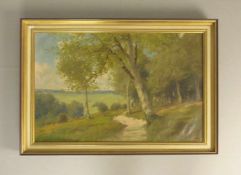 KUHLMANN, HERBERT (geb. 1936), Gemälde / painting: "Frühlingslandschaft". Öl auf Leinwand / oil on