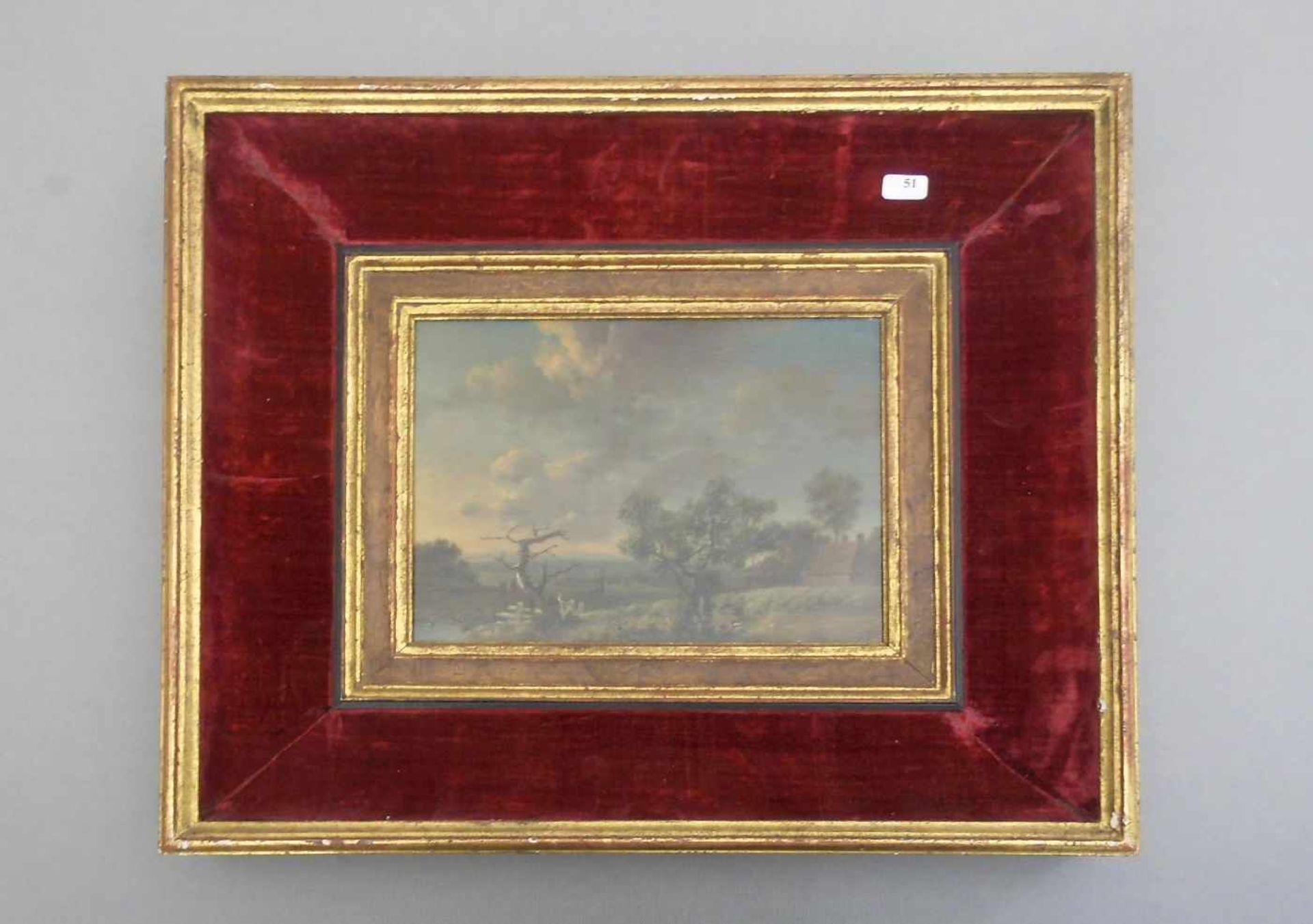 ANONYMUS (Maler der Romantik / 19. Jh.), Gemälde / painting: "Weite Landschaft mit Bachlauf,