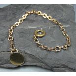 UHRENKETTE / watch chain, aus 333er Rotgold mit Knopflochbefestigung aus 585er Gelbgold an unedlem