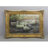 GERARD, PIERRE (geb. 1885), Gemälde / painting: "Enten auf dem Wasser", Öl auf Leinwand / oil on