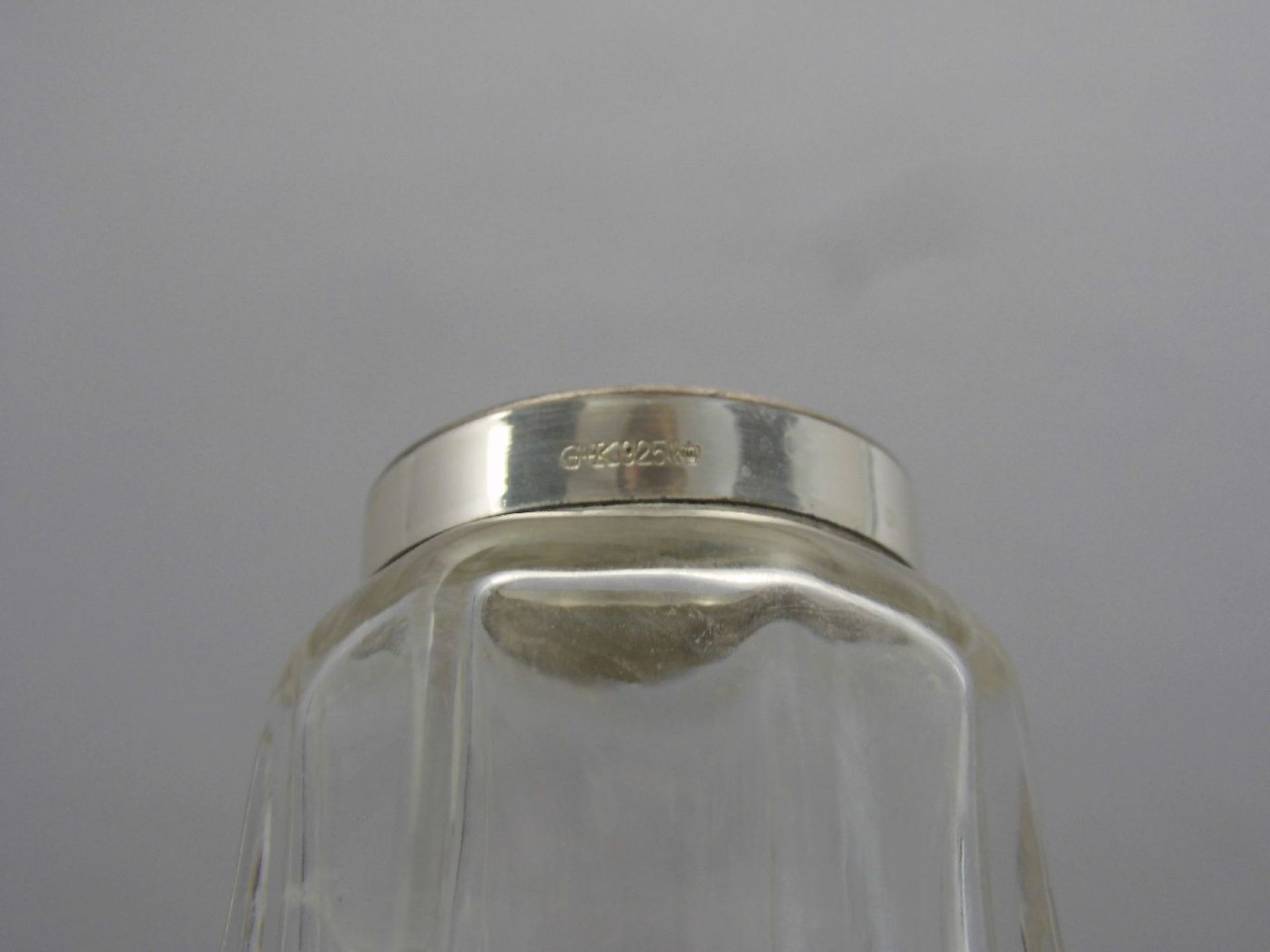 GLASVASE MIT SILBERMONTUR, Glas und 925er Silber, gemarkt, mit Halbmond und Krone, Feingehaltsangabe - Bild 3 aus 3