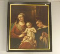 BAROCK - GEMÄLDE / painting: "Maria mit dem Christuskind und betendem Dominikaner-Mönch", Öl auf