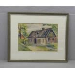 MÄCKEL, ELFRIEDE (Reichenbach 1907-1993 München), Aquarell / watercolour: "Landhaus in