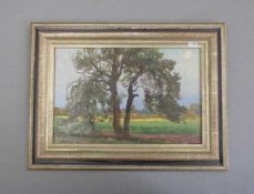 VON ASSAULENKO, ALEXEJ (Kiew 1913 - 1989 Kiel), Gemälde: "Landschaft mit Kiefern", Öl auf Malkarton,