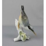 PORZELLANFIGUR "Sperlingsvogel / Würger" / porcelain figure, Manufaktur Karl Ens, Volkstedt, Marke