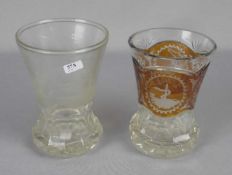 2 RANFTBECHER / FREUNDSCHAFTSBECHER / two glasses, Biedermeier, Böhmen, farbloses, teils