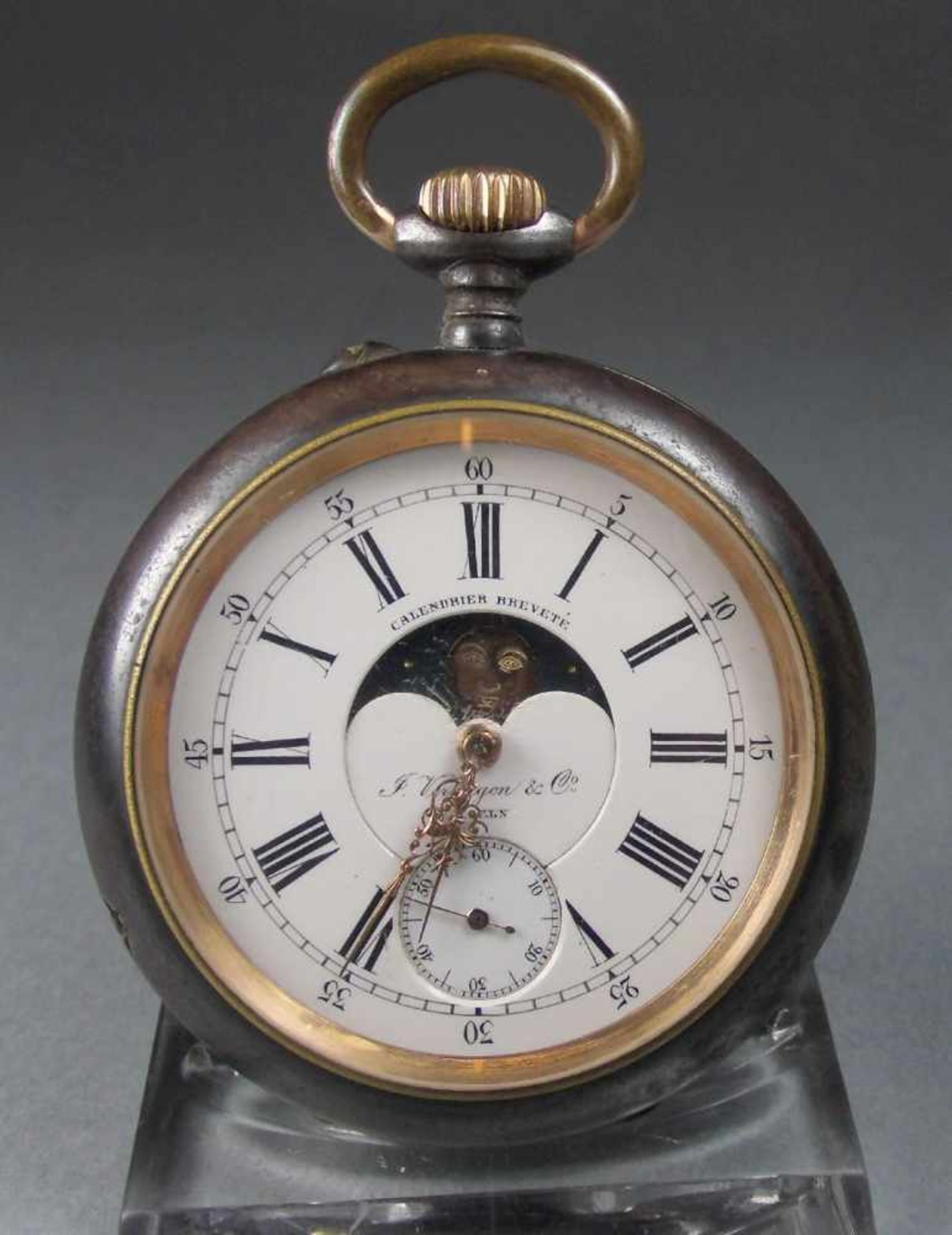 DOPPELKALENDER - TASCHENUHR / pocketwatch, J. Verhagen & Co., Köln, Ende 19. Jh. / Anfang 20. Jh.;