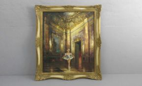 HEMA (geb. in Wien 1912), Gemälde / painting: "Balletttänzerin im Rokokosaal", Öl auf Leinwand / oil