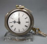 SPINDELTASCHENUHR / pocket watch, England / London / 1763, Schlüsselaufzug. Uhr mit Pair-Case-