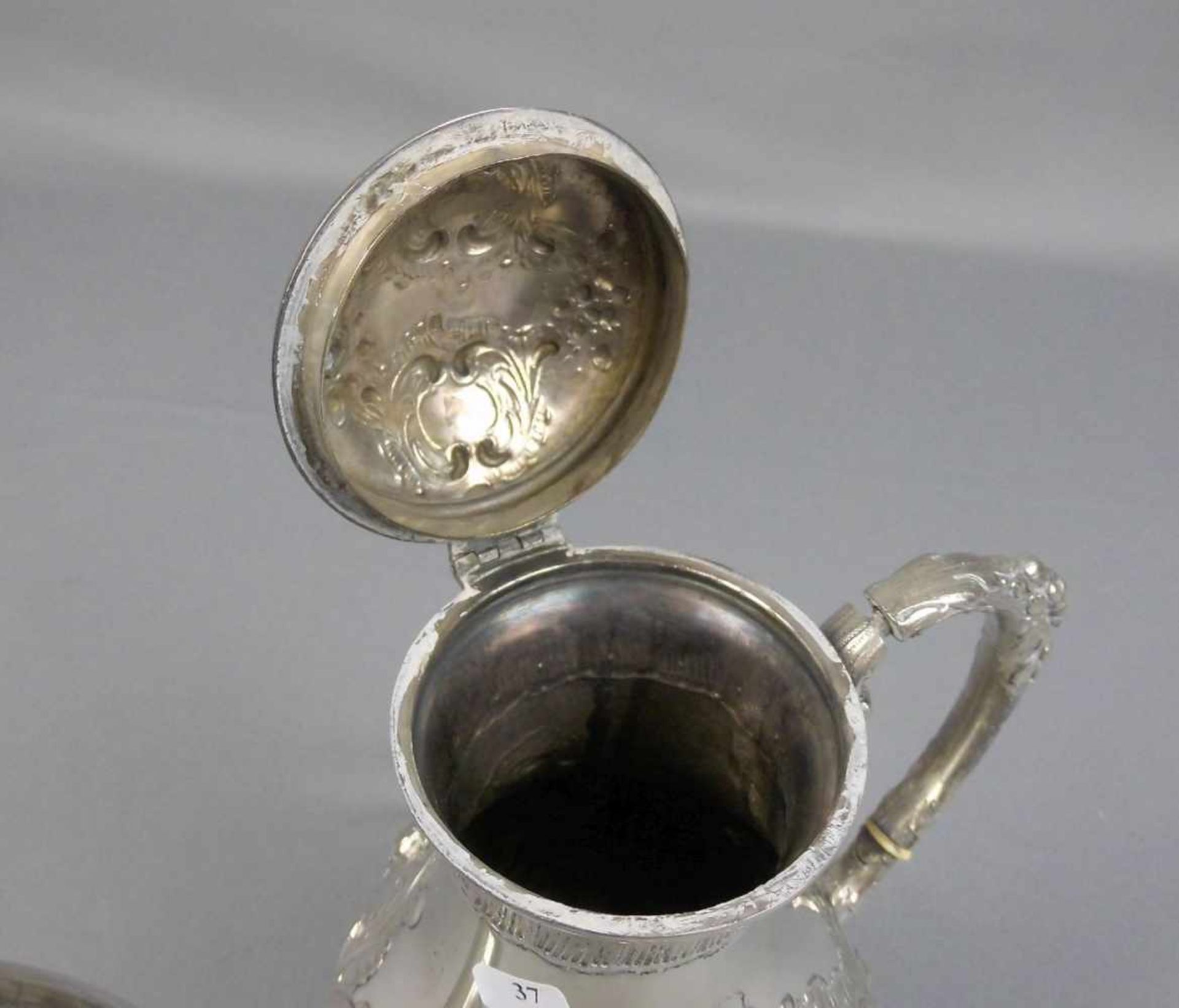 KAFFEEKANNE / silver coffee pot, wohl 19. Jh., 800er Silber (813 g), gepunzt mit Feingehaltsangabe - Image 5 of 7