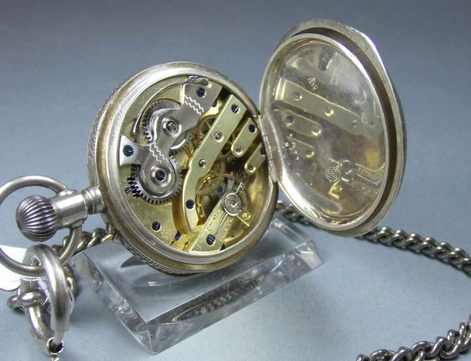 SILBER- TASCHENUHR / pocket watch, Schweiz. Open Face - Taschenuhr, Handaufzug (Krone und - Bild 7 aus 8