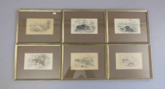 LIZARS, WILLIAM HOME (1788-1859): Konvolut von 6 jagdlichen Stahlstichen, (teils) kolorierte